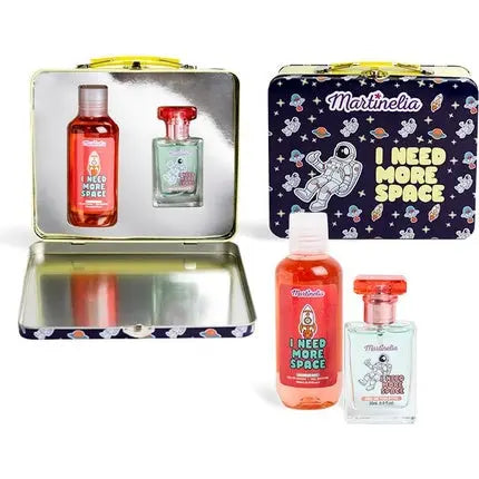 Aquarius Martinelia Space Tin Set Eau de Toilette and Shower Gel in Cool Space Design for Boys and Girls Refreshing Perfume and Shower Gel 30ml/150ml Aquarius Cosmetics