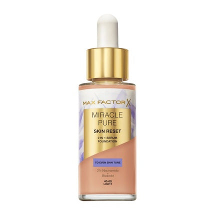 Max Factor Miracle Pure Skin Reset Vegan Foundation With Serum For Face 40-60 Light 30ml