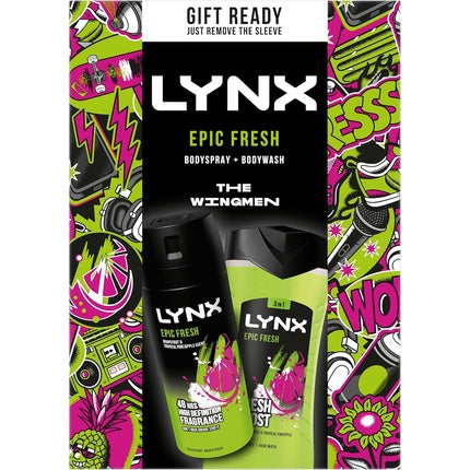 LYNX Epic Fresh The Wingmen Duo Deodorant Gift Set Body Wash & Body Spray 2 Piece Axe/Lynx