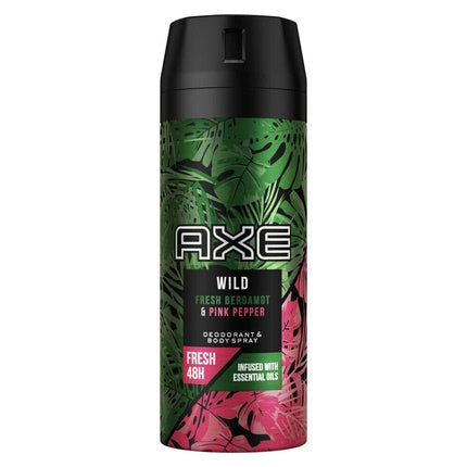 Axe Men Deodorant Body Spray Wild Fresh Bergamot Pink Pepper 150ml Axe/Lynx