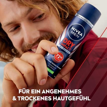 Nivea Men Dry Impact Deo Spray Antiperspiring 72h Men's Fresh Protection Scent Deodrant Alcohol-Free 150ml