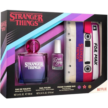 NETFLIX Stranger Things Gift Set: Eau de Toilette 100ml, Nail Polish, and Retro Cassette Design Phone Case for Girls EDT Woman Air Val International