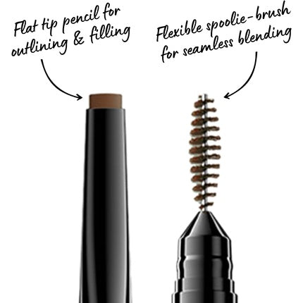 NYX Professional Makeup Precision Brow Pencil Dual Ended with Flat Tip Pencil and Spoolie Brush Vegan Formula Shade Soft Brown 03