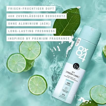 8x4 N°7 Fresh Lime Deodorant 150ml Unisexe
