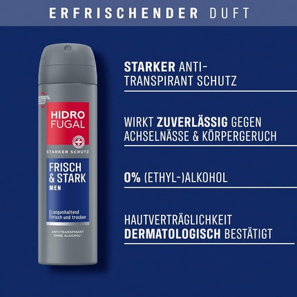 Hidrofugal MEN FRISCH & STARK Spray Deodorant with Strong Antiperspirant Protection for Men 150ml Hidrofugal