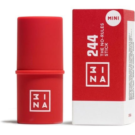 3INA MAKEUP The No - Rules Stick 244 Red Blush Stick for Eyes Lips & Cheeks with Hyaluronic Acid Cream Blush 244 Red Mini - Maison des fragrances