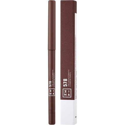 3INA MAKEUP Vegan Cruelty Free The 24h Automatic Eyebrow Pencil 578 Chocolate 24H Longwearing Waterproof Formula with Built - In Sharpener Fuller Looking Brows Precise Tip - Maison des fragrances