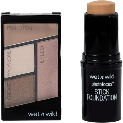 Wet n Wild All About Beauty Set with Photo Focus Stick Foundation in Soft Beige Shade & Color Icon Eyeshadow Quad Set
