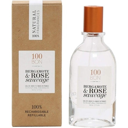 100 Bon Bergamot & Wild Rose Eau de parfum  Cologne 50ml - Elegant Floral Scent Avec Natural Ingredients 100 Bon