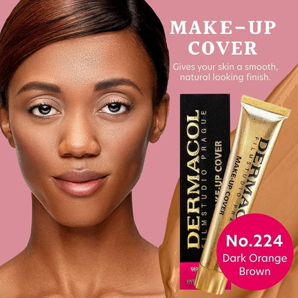 Dermacol Full Coverage Foundation Liquid Makeup Matte Foundation with SPF 30 Waterproof Foundation for Oily Skin Acne & Under Eye Bags Long-Lasting Makeup Products 30g Shade 224