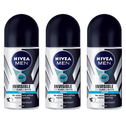 Nivea Invisible for Black & White Fresh Scent Men's Roll On Antiperspirant Deodorant 1.7oz 50ml Nivea