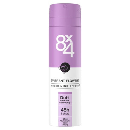 8X4 Vibrant Flower Deodorant Spray with Exotic Floral Scent 48h Reliable Protection 150ml 8x4