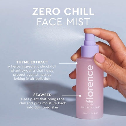 Florence by Mills Zero Chill Face Mist Rose Infused Face Mist Rose and Lavender Calming Moisture Natural Skin Smoother Vegan Cruelty-Free 3.4 Fl Oz