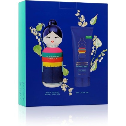 Benetton Sisterland Blue Neroli Coffret pour femme  Eau de toilette  80ml + Body Lotion 75ml - Long Lasting - Young, Modern and Fresh Fragrance - Amber, Fruity, and Lavender Notes - Ideal for Day Wear United Colors Of Benetton