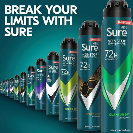 Sure Men Quantum Dry Nonstop Protection Anti-Perspirant Deodorant Aerosol Sure