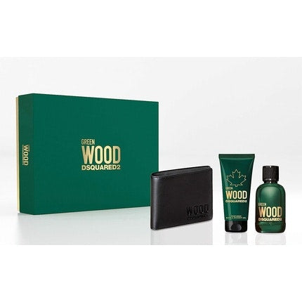 Dsquared Coffret - Green Wood 100ml Eau De Toilette + 100ml Shower Gel + Wallet Dsquared2