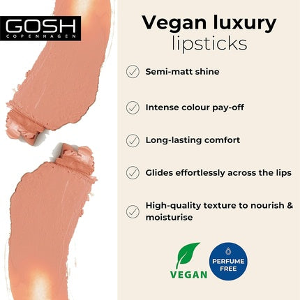 GOSH Luxury Nude Lipstick with Light Sheen Intense Nude Shades for Natural Lips 001 Nudity
