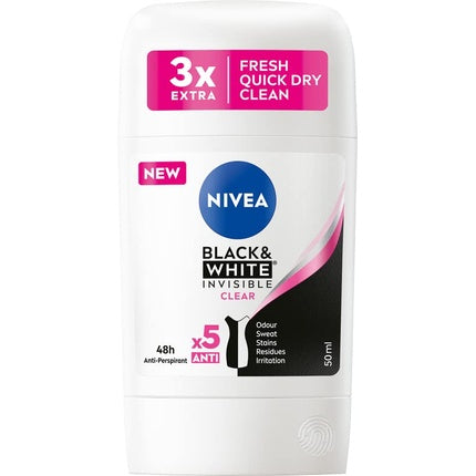 NIVEA Black & White Clear Antiperspirant Stick 50ml Nivea