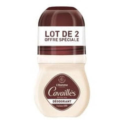 Cavaillès Dermato Deodorant for Men Fresh 48 Hours Roll-On 50ml x 2 Lemon and Rosemary Scent Bottle 100% Recycled & Recyclable Rogé Cavaillés