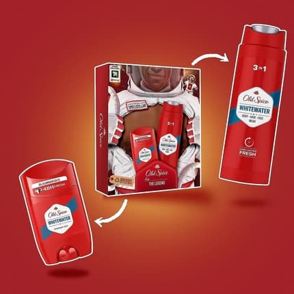 Old Spice Whitewater Astronaut Gift Set for Men with Aluminum-Free Deodorant Stick and 3-in-1 Shower Gel and Shampoo