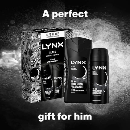 LYNX Black The Wingmen Duo Deodorant Gift Set Body Wash & Body Spray 2 Piece Axe/Lynx