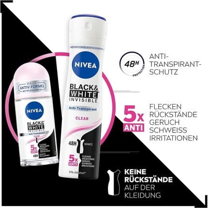 Nivea Black &amp; White Invisible Clear Deodorant 150mL Unisex