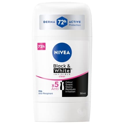 Nivea Black & White Clear Antiperspirant Stick 50ml Unisexe