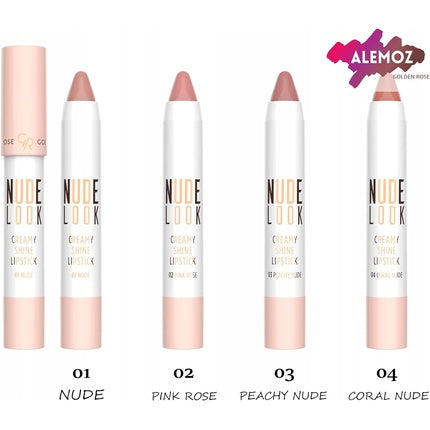 Golden Rose Nude Look Creamy Shine Lipstick in a Pencil 03 Peachy Nude