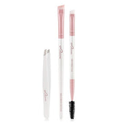 Luvia Prime Brow Kit Brush Set with Tweezers and 3 Vegan Cosmetic Brushes