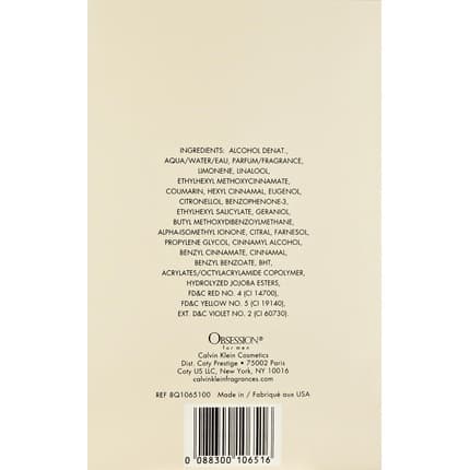 Calvin Klein Obsession Eau de Toilette (EDT) Homme 125ml