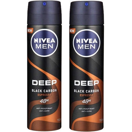 Nivea Men Deep Black Carbon Espresso Antiperspirant Deodorant Spray 150ml Nivea