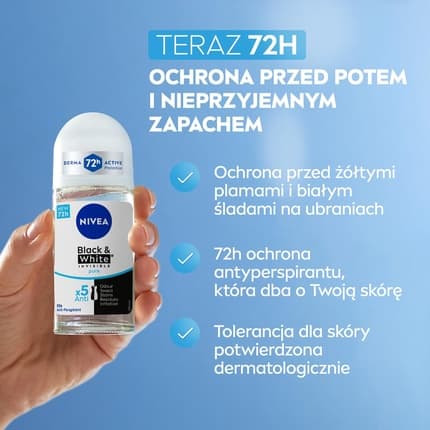 Nivea Black & White 48h Invisible Pure Antiperspirant Déodorant (Déo) Femme 50ml