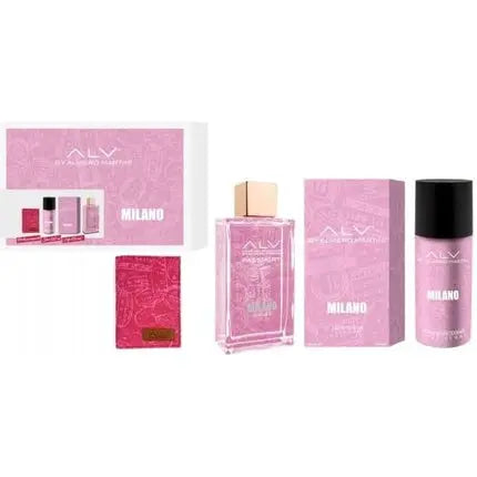 ALV By Alviero Martini Milano For Women Eau de Parfum 100ml Spray with Deodorant 150ml and Passport Holder Roberto Capucci