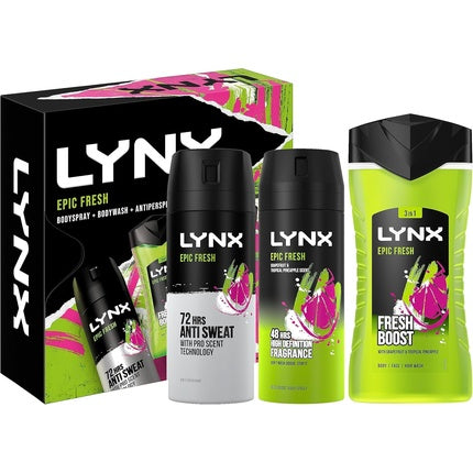 LYNX Epic Fresh Trio Deodorant Gift Set Body Wash, Body Spray & Anti-Perspirant 3 Piece Axe/Lynx