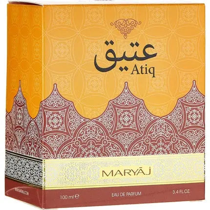 ATIQ by MARYAJ Unisex Perfume Eau De Parfum 100ml Aromatic Citrus Fragrance with Grapefruit Juniper Incense Vetiver Leather Accord - Woody & Leathery Base Notes Maryaj