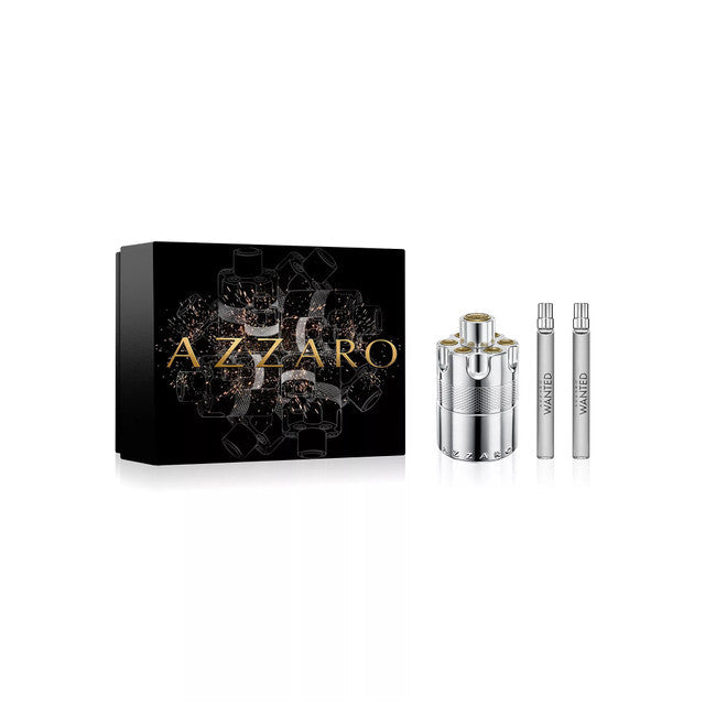 Azzaro Wanted Intense 's Cologne Gift Set 3-Piece Holiday Set Full Size + Travel Size Fragrances Woody Aromatic Spicy Fragrance Lasting Wear Luxury Perfumes Coffret (Coffret) Homme