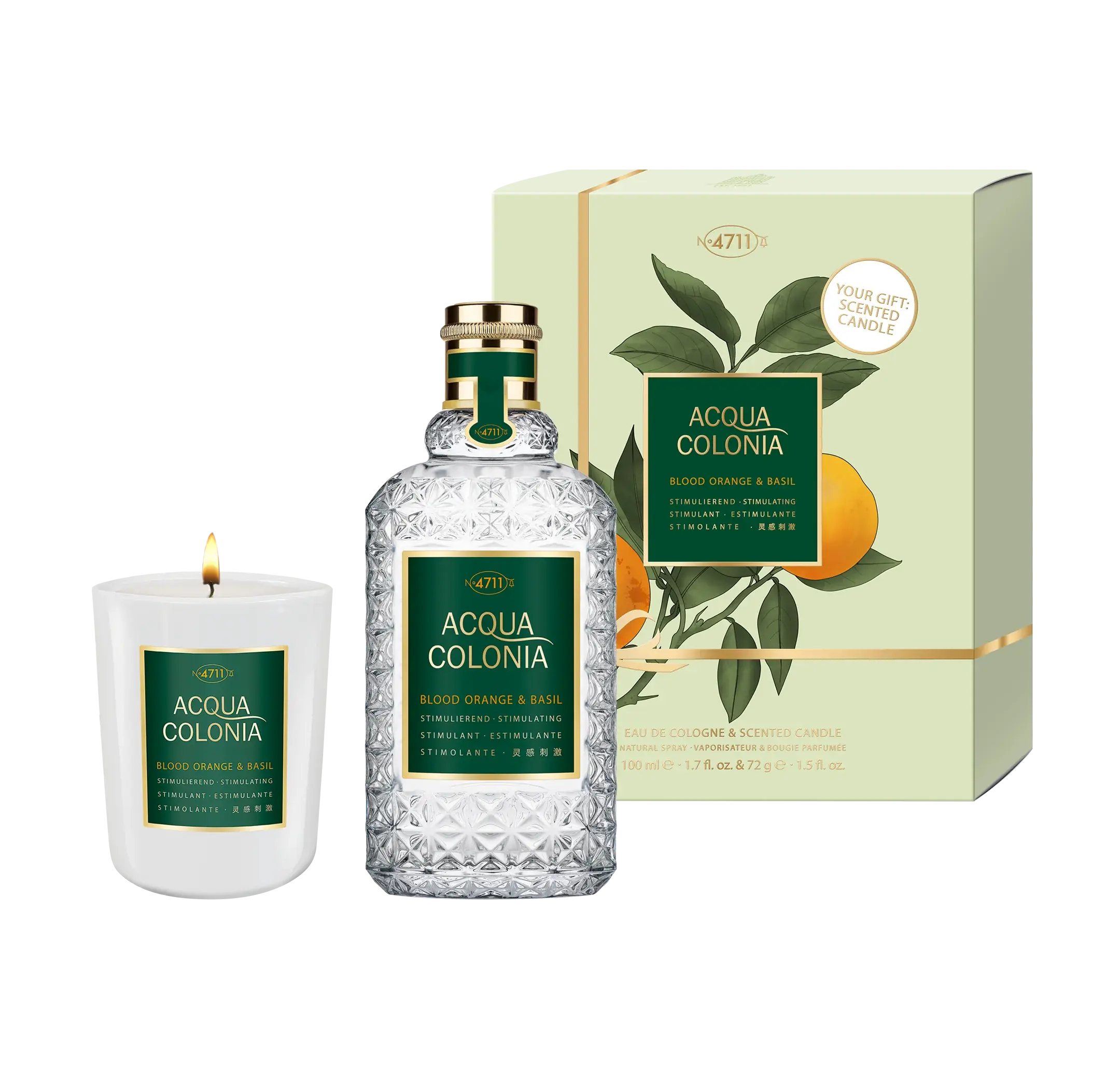 Acqua Colonia Blood Orange Basil Duo Set Eau de Cologne 100ml Kerze 72g Set - 4711 4711