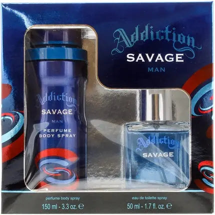 Addiction Savage Men's Perfume Body Spray and Eau De Toilette Spray Gift Set Addiction