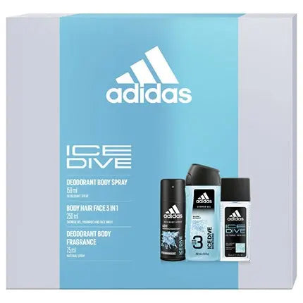 Adidas Ice Dive Deodorant With Spray 75 Ml, Shower Gel 250 Ml, Spray Deodorant 150 Ml adidas