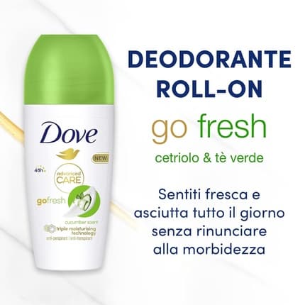 Dove Roll On Advanced Care Cucumber and Green Tea Air Freshener Antiperspirant 48 Hour Protection Deodorant and Déodorant (Déo) Femme 50ml
