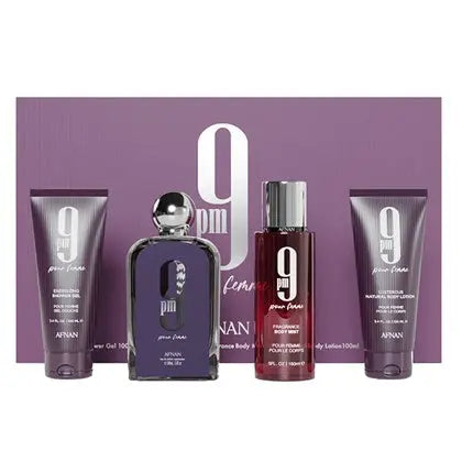 Afnan 9pm Pour Femme - Eau De Parfum 100 Ml, Shower Gel 100 Ml, Body Veil 150 Ml, Body Milk 100 Ml Afnan