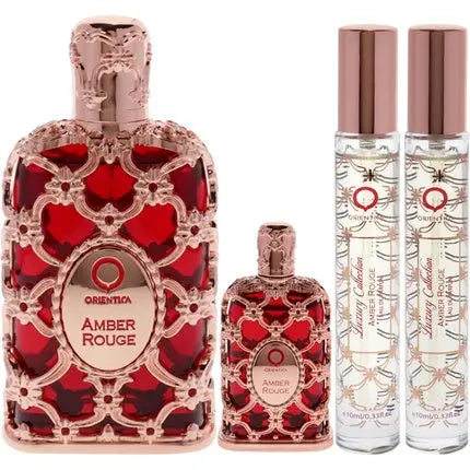 Amber Rouge by Orientica for Women - 4 Piece Gift Set 2.7oz EDP Spray 7.5ml EDP Orientica