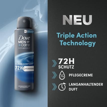 Dove +Care Advanced Anti-Perspirant Clean Comfort Déodorant (Déo) Homme 150ml