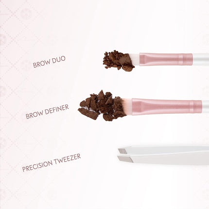 Luvia Prime Brow Kit Brush Set with Tweezers and 3 Vegan Cosmetic Brushes