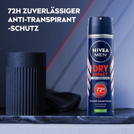 Nivea Men Dry Impact Deo Spray Antiperspiring 72h Men's Fresh Protection Scent Deodrant Alcohol-Free 150ml
