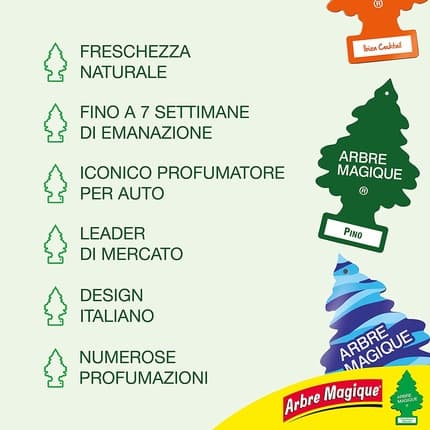 Arbre Magique Mono Car Amber Woody and Enveloping Scent Lasts up to 7 Weeks Made in Italy Eau de Cologne Unisexe