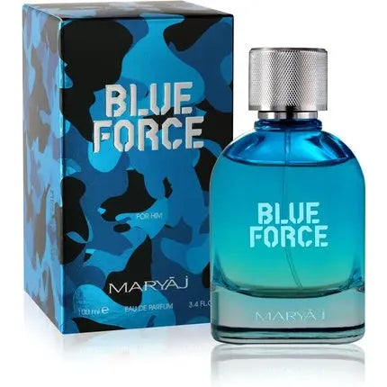 Blue Force Eau De Parfum For Him 100ml by Maryaj Perfumes - Dynamic Citrus Symphony, Aromatic Spice, Woody Amber Fusion - Bold, Fresh, Masculine Fragrance for Confident Men Maryaj