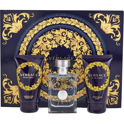 Versace   Pour Homme Coffret + Eau De Toilette 50ml + After Shave Balm 50ml + Hair & Body Shampoo 50ml Versace