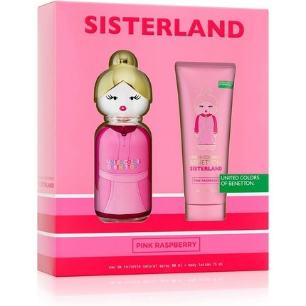 Benetton Sisterland Pink Raspberry Coffret pour femme  Eau de toilette  80ml + Body Lotion 75ml - Long Lasting - Fresh, Young and Modern Fragrance - Floral, Neroli and Musk Notes - Ideal for Day Wear United Colors Of Benetton