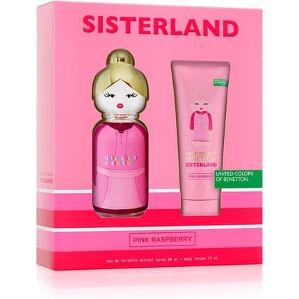 United Colors Of Benetton Benetton Sisterland Pink Raspberry Gift Set + Body Lotion - Long Lasting - Fresh, Young and Modern - Floral, Neroli and Musk Notes - Ideal for Day Wear Eau de Toilette 80oz pour femme